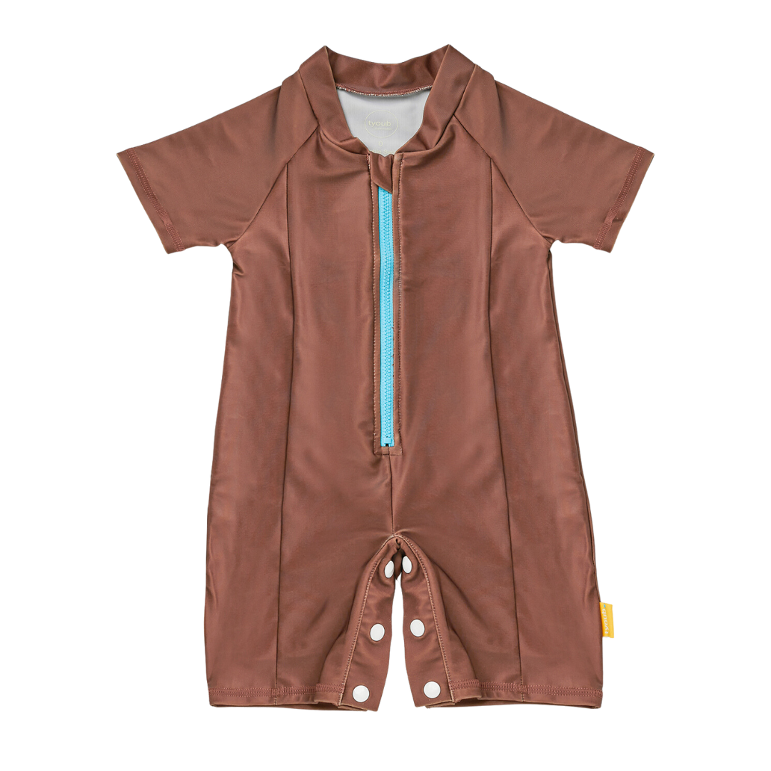 Tyoub Kids Short Sleeve Explorer Sunsuit Tortoise Brown
