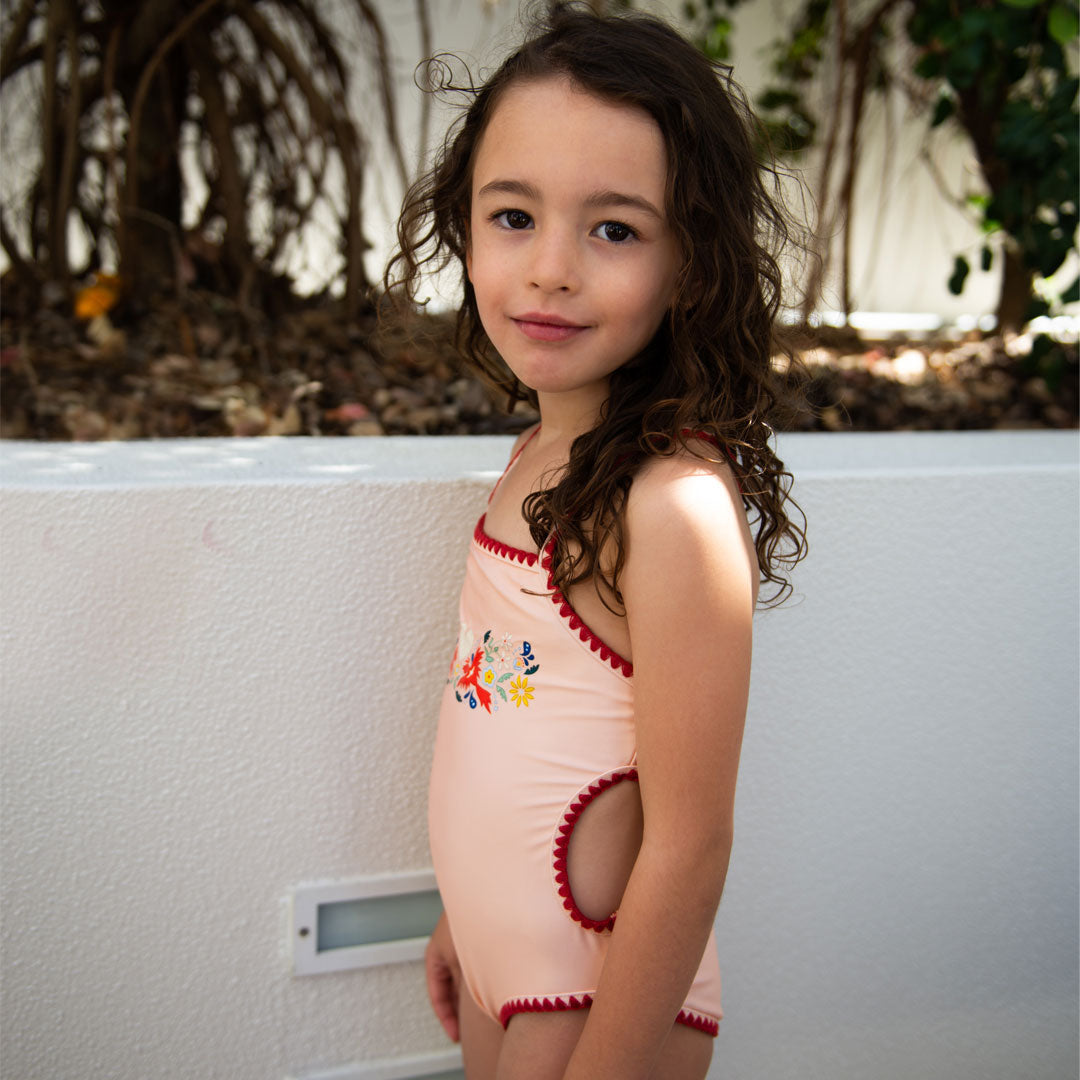 Tyoub Kids Embroidered Swimsuit Vanilla Fire Bird Placement Print