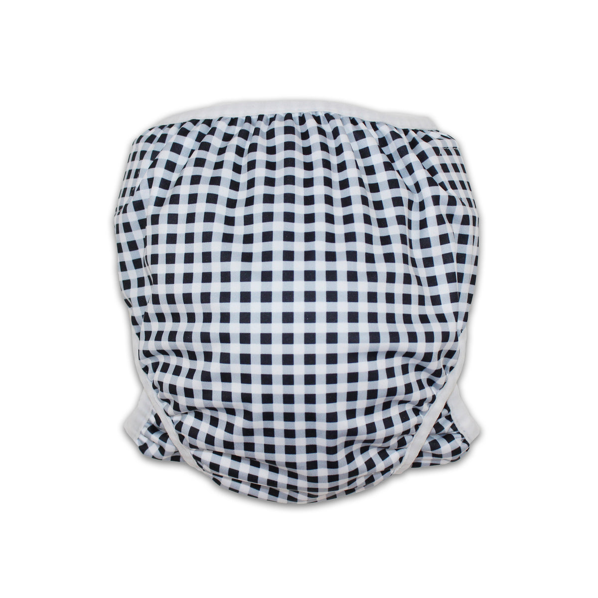 As seen on Chemist Warehouse. Tyoub Reusable and Adjustable Swim Nappy. The Reusable Swim Nappy and Wet Bag in the colour black and white Gingham Check is Excellent for swimming lessons and all aquatic play. This swim nappy fits all babies from 3 months to 3 years old. With double inner leg gusset, it is leak and accident proof. Has a Snug fit and soft elastic seams. With no gaps, the exact waistband fit with soft VELCRO tabs. Made in quick dry fabric.