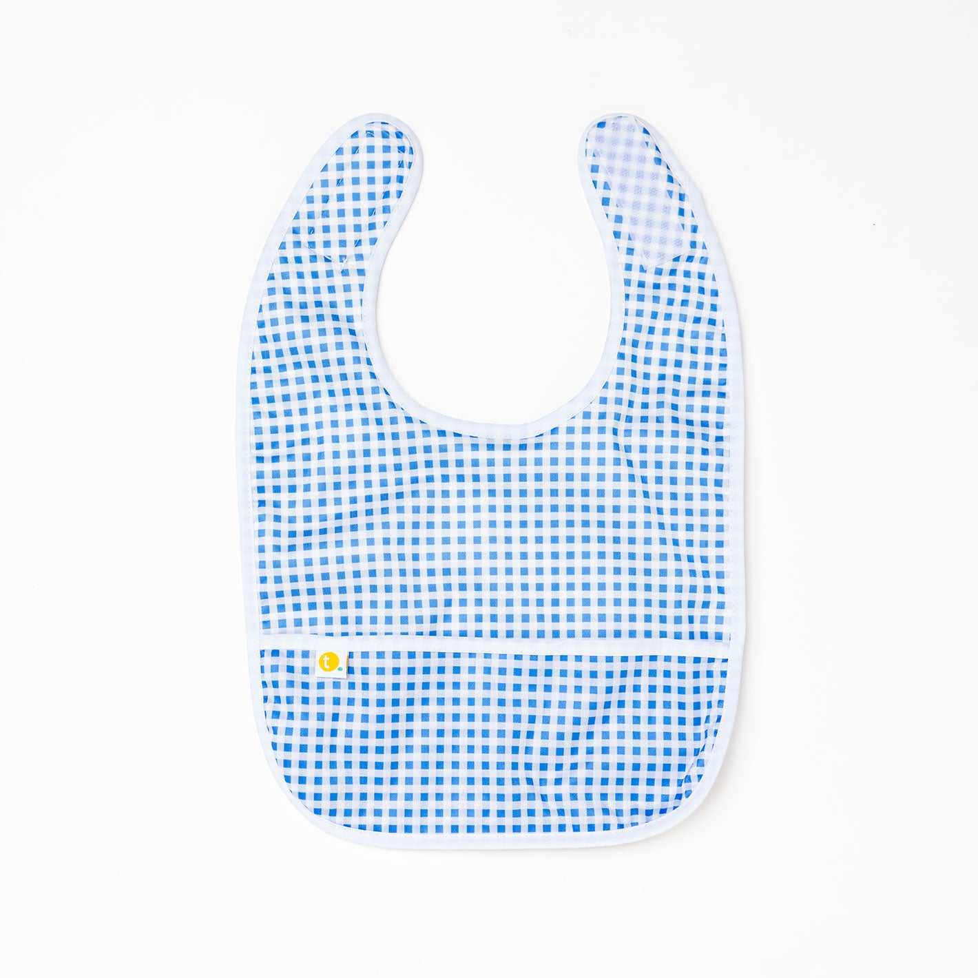 Baby Bib Tyoub Stay-dry Waterproof Fabric– Blue White Gingham Check. For baby feeding and eating, bib covers chest area, keeping baby clean after mealtime. Comfortable with a strong Velcro tab to ensure a comfortable and secure fit, but easy for carer to remove. Gentle and soft on baby skin. Safe and secure our bibs are BPA-free, phthalate-free, PVC-free and lead-free. Unisex design fits infant, baby, toddler boys and girls from 6 months to 24 months.