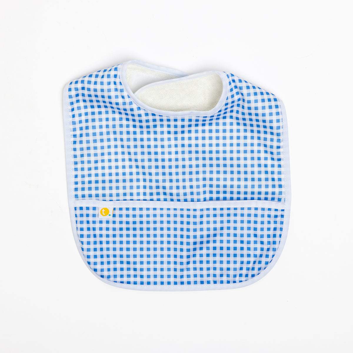 Baby Bib Tyoub Stay-dry Waterproof Fabric– Blue White Gingham Check. For baby feeding and eating, bib covers chest area, keeping baby clean after mealtime. Comfortable with a strong Velcro tab to ensure a comfortable and secure fit, but easy for carer to remove. Gentle and soft on baby skin. Safe and secure our bibs are BPA-free, phthalate-free, PVC-free and lead-free. Unisex design fits infant, baby, toddler boys and girls from 6 months to 24 months.