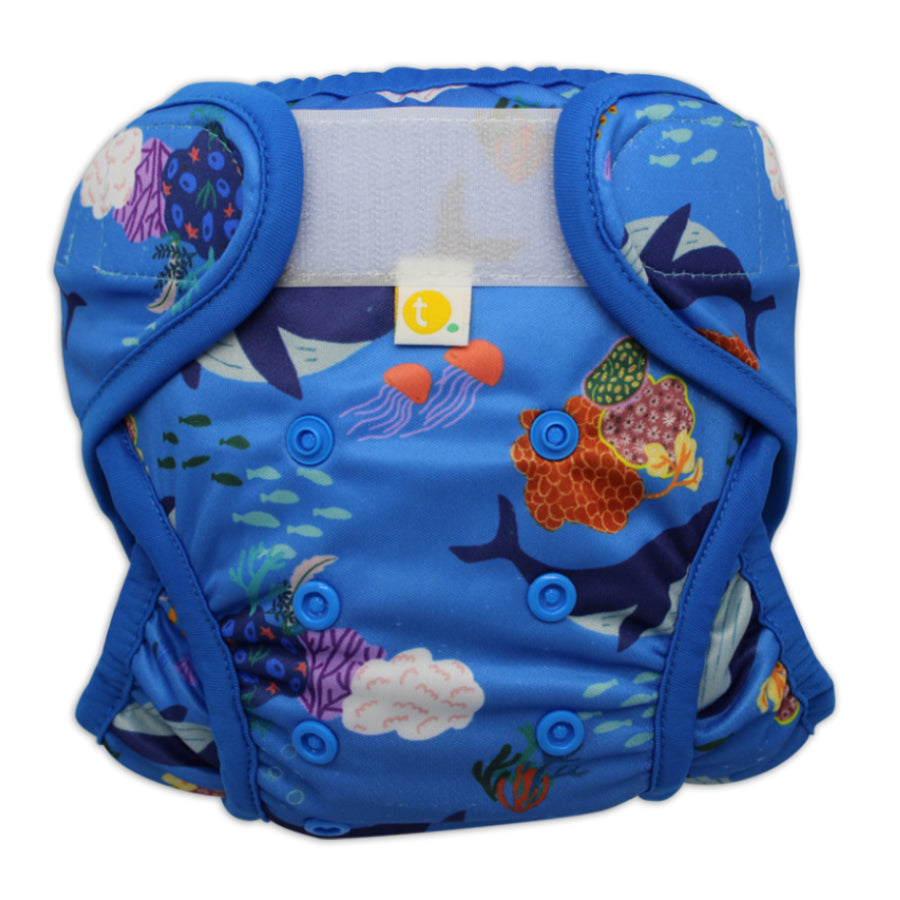 Tyoub x Suki McMaster Adjustable Reusable Swim Nappy and Wet Bag - Whales