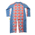 Back view of Baby long sleeve sunsuit in Modern Retro Granny Square print, full-body coverage with flatlock seams and panel design, enclosed ankle closure, crafted from recycled polyester with UPF 50+ sun protection.