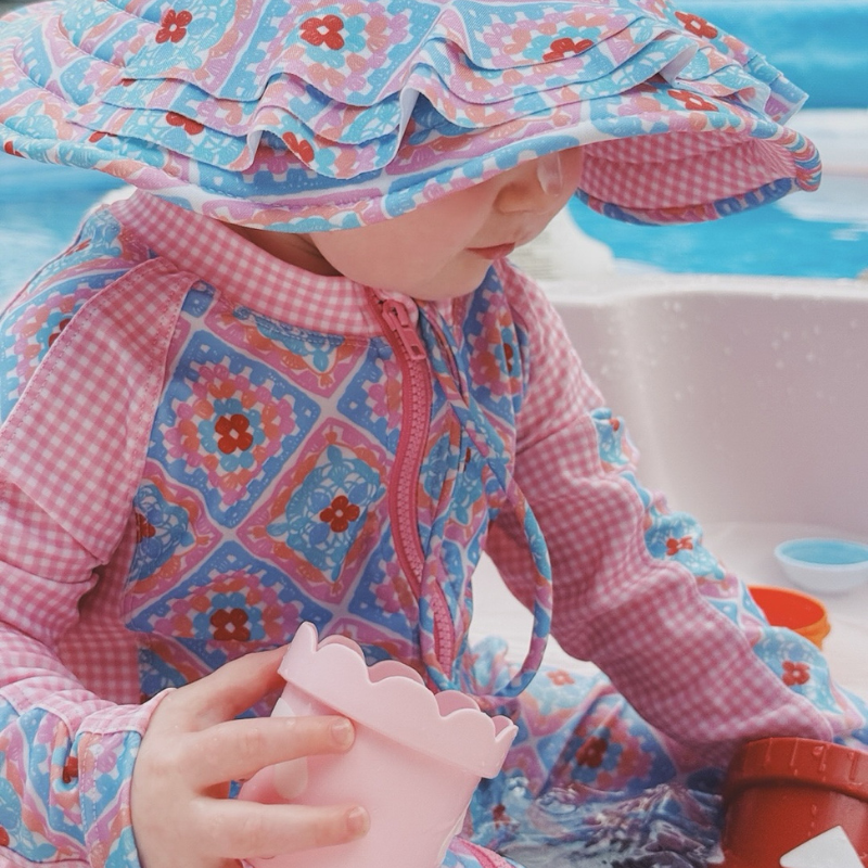 Tyoub Baby Sun-Safe Zip-Up Swimsuit Petal Patchwork