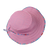 Inside view of Tyoub kids’ ruffle sun hat, showing pink gingham reverse check lining, chin strap with pull-closure, neat stitching and quality finish, crafted from sustainable recycled polyester fabric.