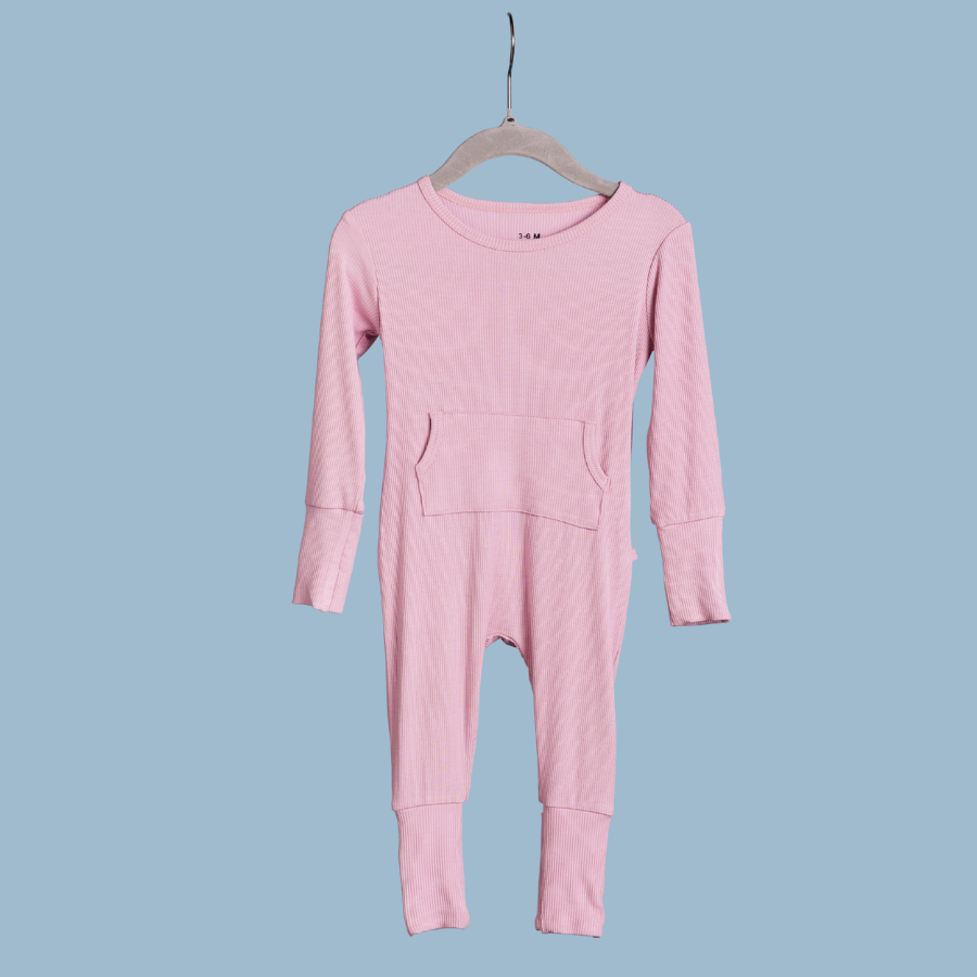 Baby Long Sleeve Bamboo Romper Blush Pink