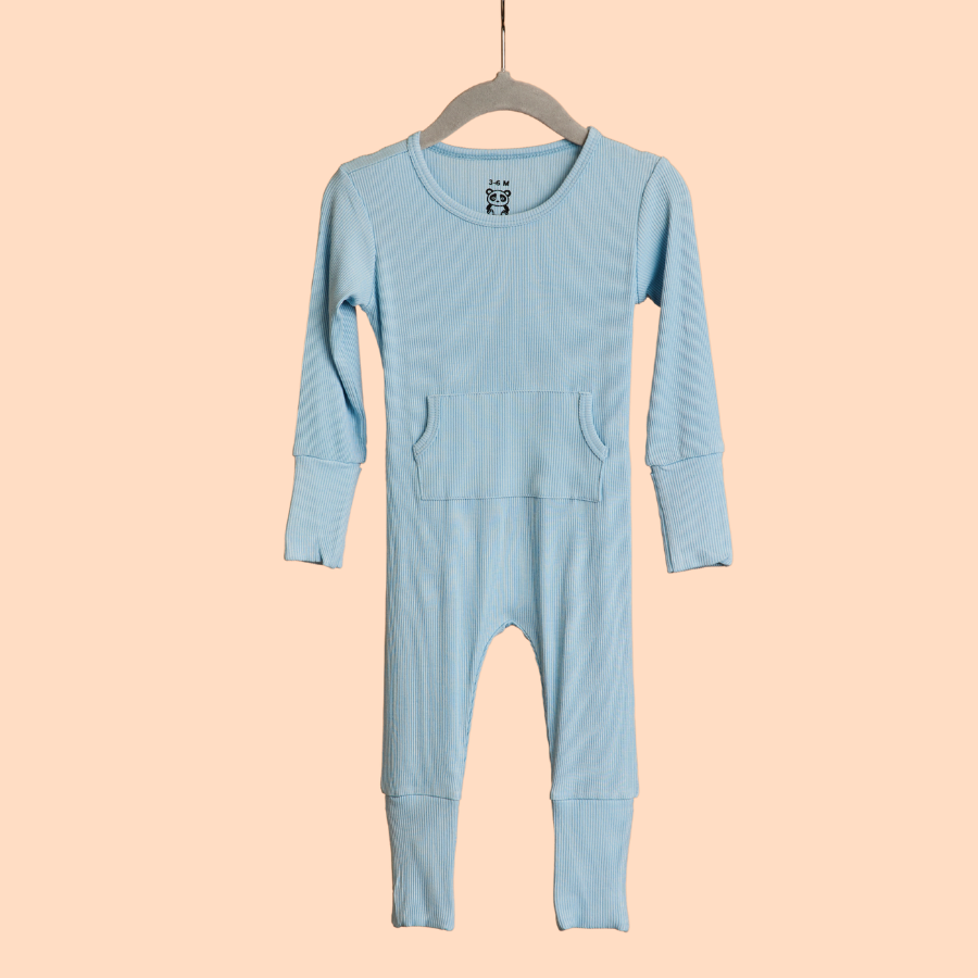 Baby Long Sleeve Bamboo Romper Sky Blue