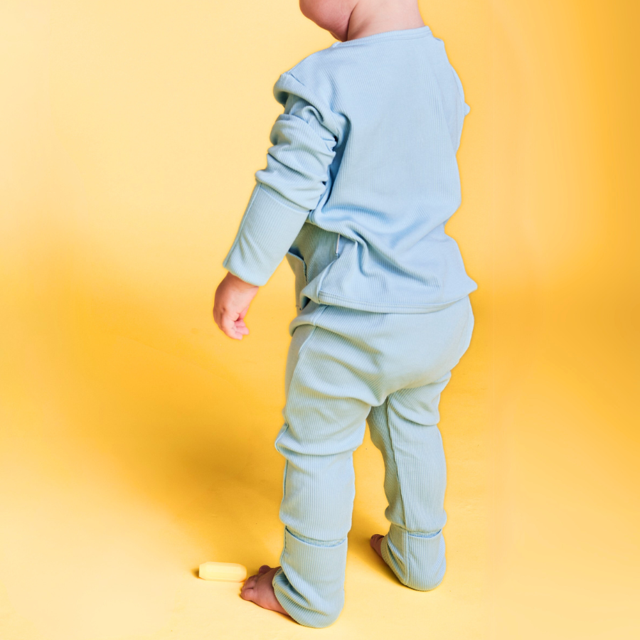 Baby Long Sleeve Bamboo Romper Sky Blue