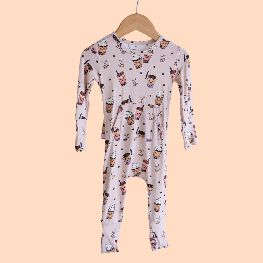 Baby Long Sleeve Bamboo Romper Boba-licious