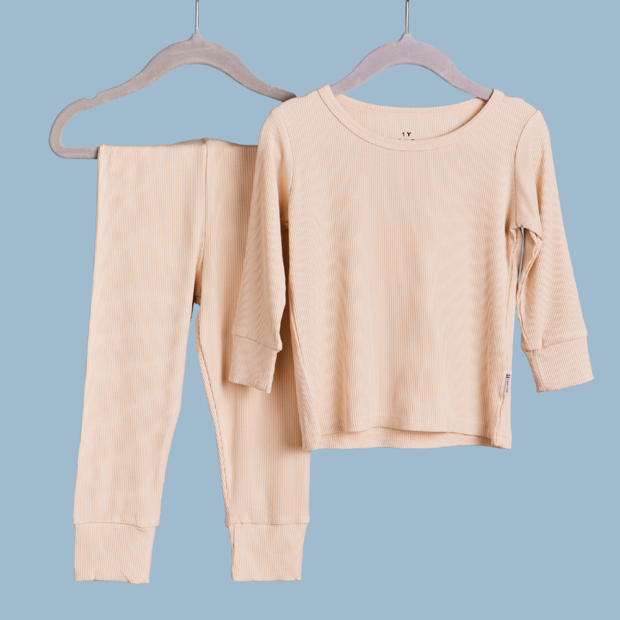 Kids Bamboo Long John Pyjama Set Oatmeal
