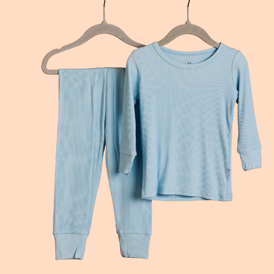 Kids Bamboo Long John Pyjama Sky Blue