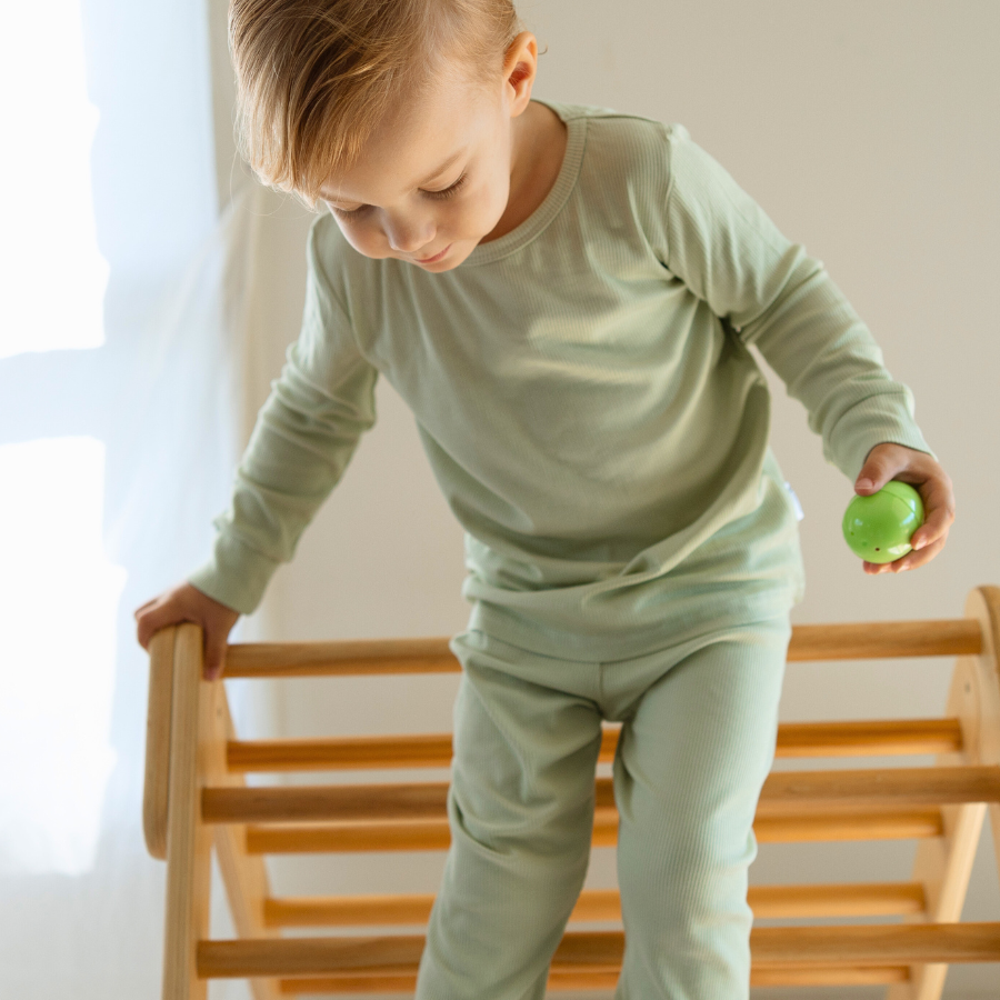 Kids Bamboo Long John Pyjama Sage