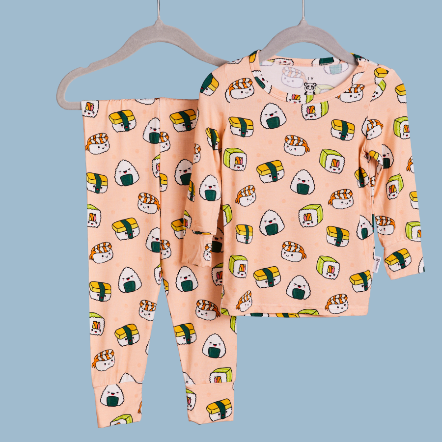 Kids Bamboo Long John Pyjama Sushi