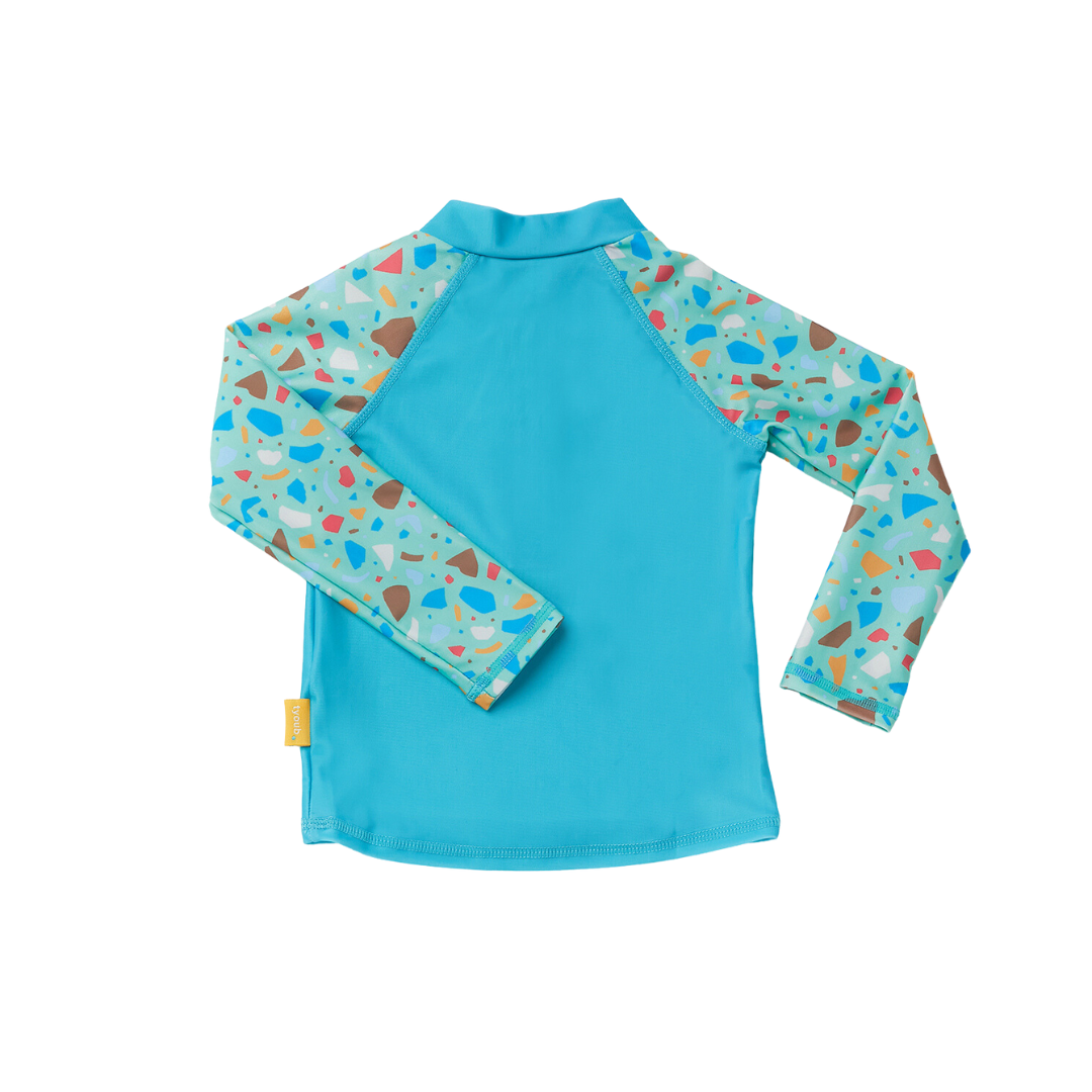Tyoub Long Sleeve Rash Guard Recycled Ocean Glass Aqua-Green Kids