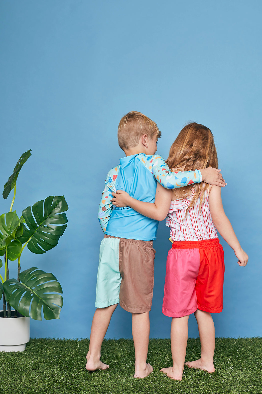 Tyoub Long Sleeve Rash Guard Recycled Ocean Glass Aqua-Green Kids