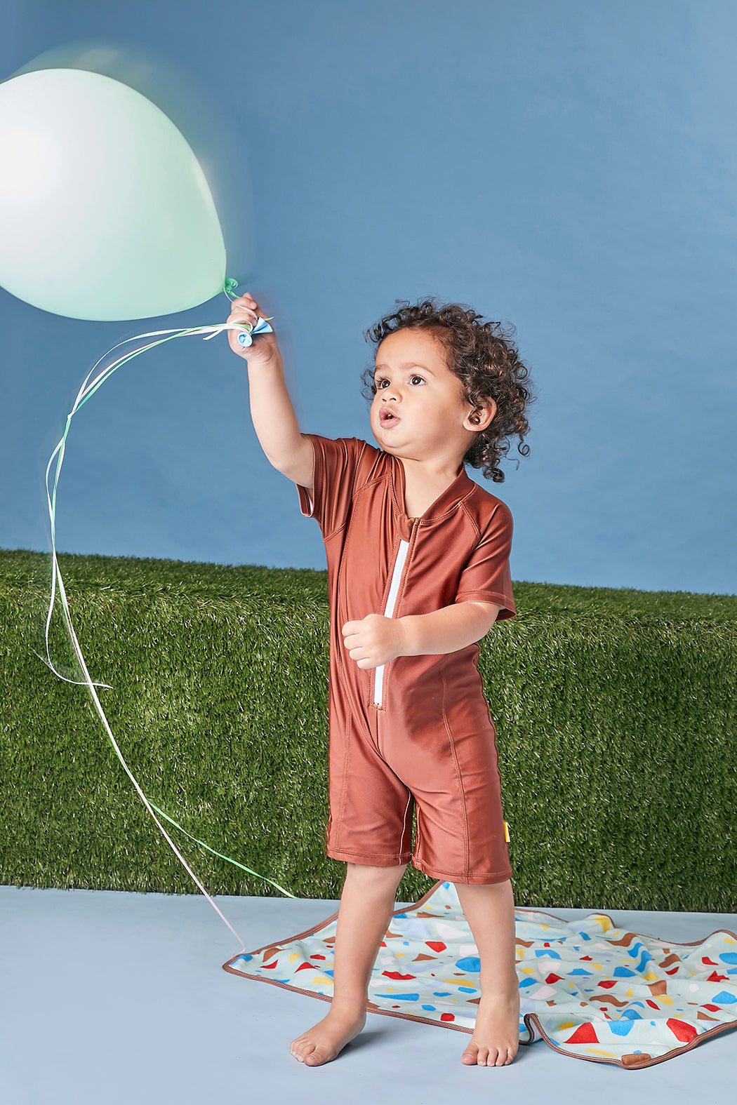 Tyoub Kids Short Sleeve Explorer Sunsuit Tortoise Brown