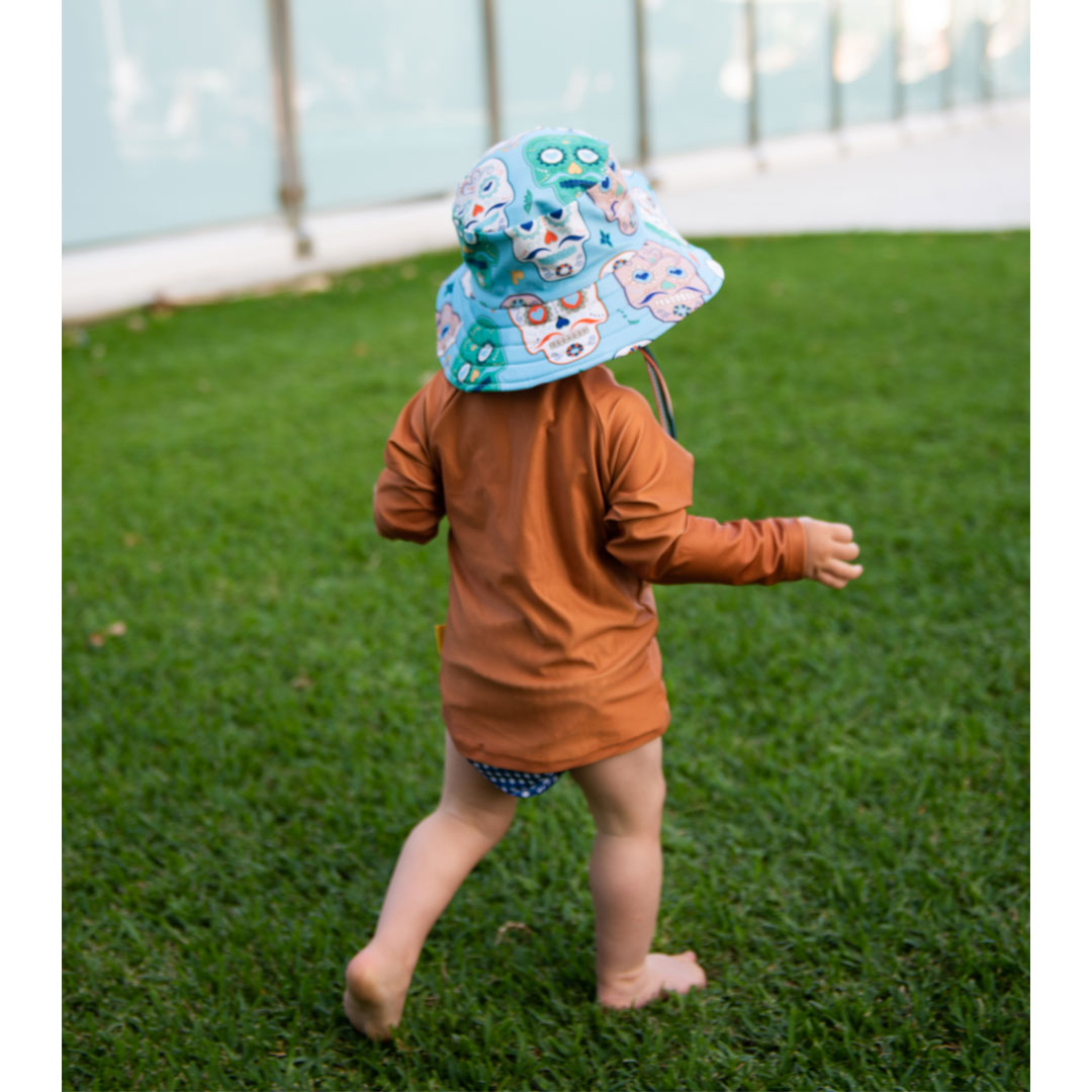 Tyoub Kids Wide Brim Bucket Hat Skulls Serape Stripe