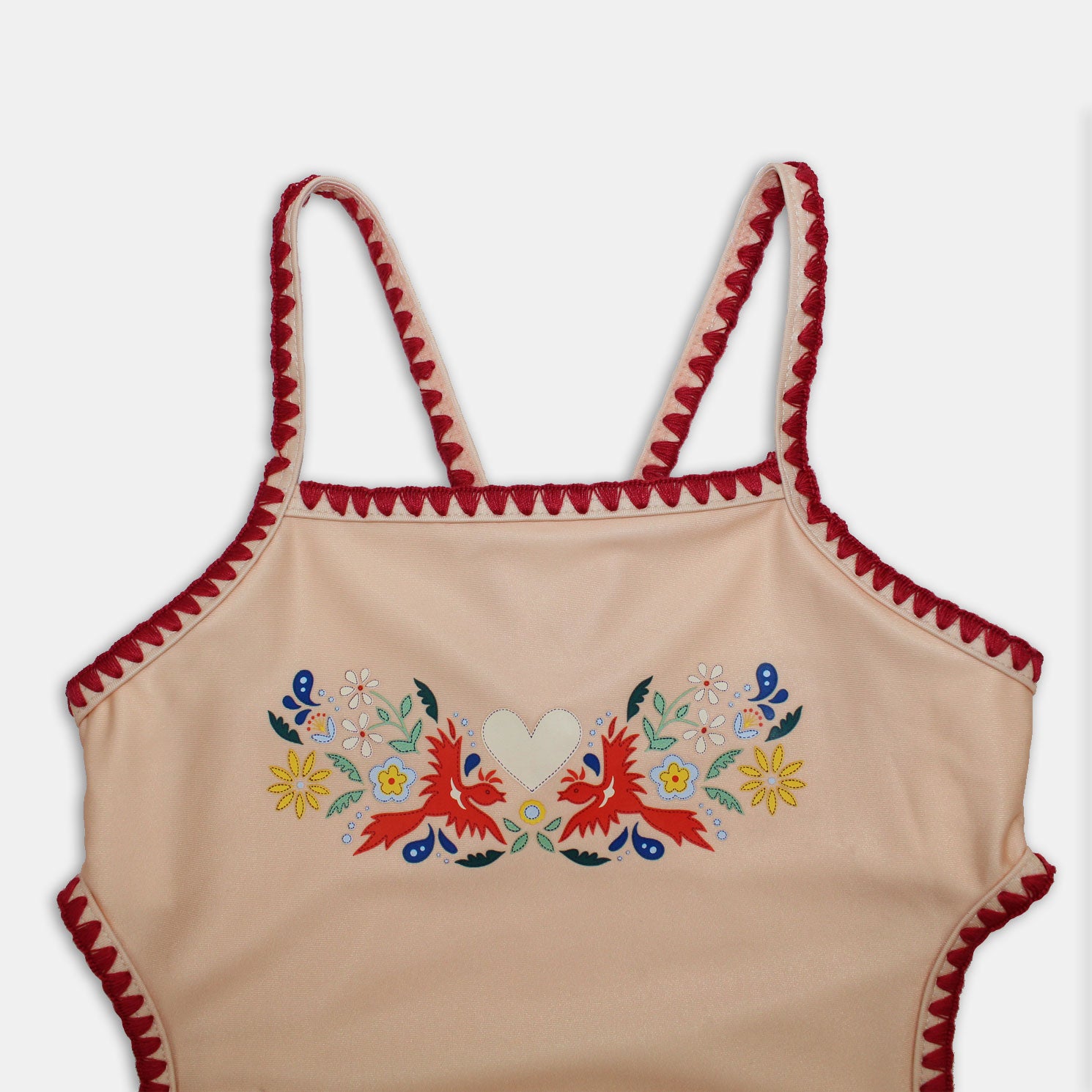 Tyoub Kids Embroidered Swimsuit Vanilla Fire Bird Placement Print