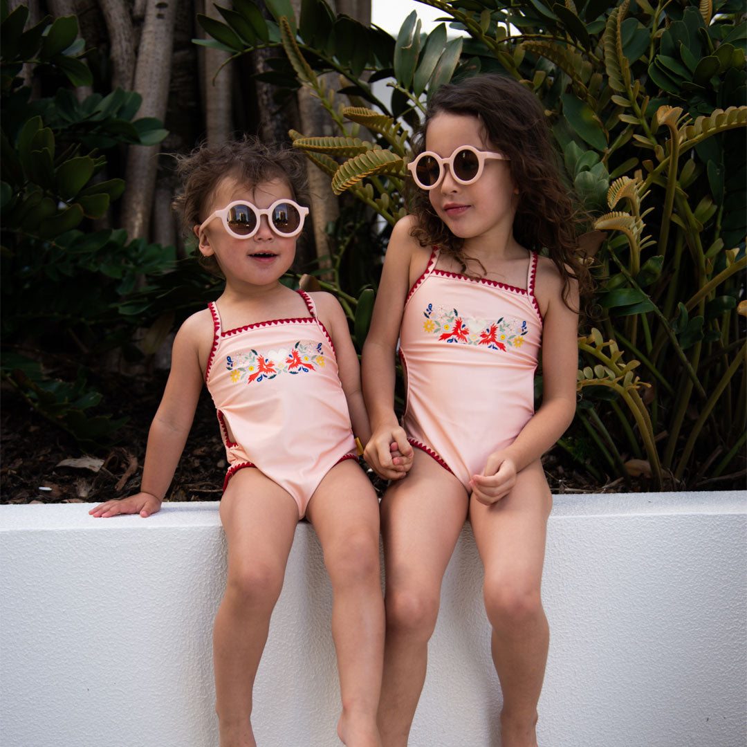 Tyoub Kids Embroidered Swimsuit Vanilla Fire Bird Placement Print