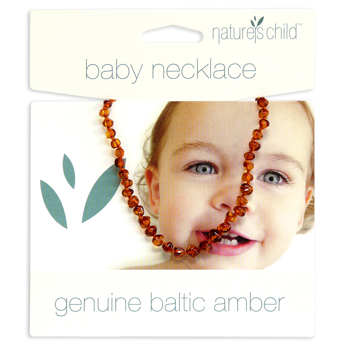 Baby necklace by Nature&#39;s Child made with genuine baltic amber. Fits a baby from 3 months to 7 years old. Worn by all Australian children. Part of a green parenting style. natural parenting with healing properties. Cognac honey gold colour of rich amber. jewellery for babies, toddlers and children. Natural amber beaded necklace for infants. 