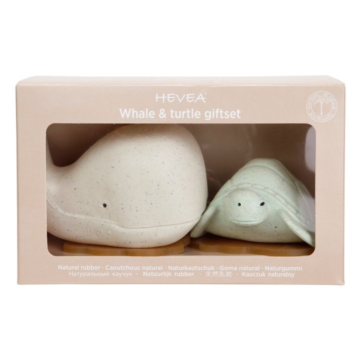 From the Hevea family of natural rubber bath toys comes Ingolf the Whale and Dagmar the turtle. Made from 100% natural rubber, your baby can squeeze, chew and splash happily at bath time. They can be used to scoop, pour, squirt and splash and can even stick and slide on the side or bottom of the bathtub. Hevea bathing toys are soft and malleable, yet durable. It's easy to grasp and squeeze for even the tiniest hands, encouraging baby's all-important early development skills.